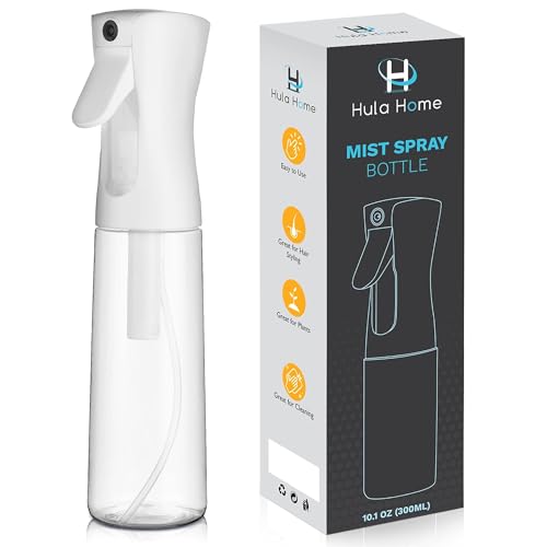 Hula hjemmesprayflaske for hår (10,1 oz/300 ml) - Kontinuerlig tom, ultrafin vanntåkesprøyte i plast - for hårstyling, rengjøring, salonger, planter, essensielle oljedufter og mer - Hvit