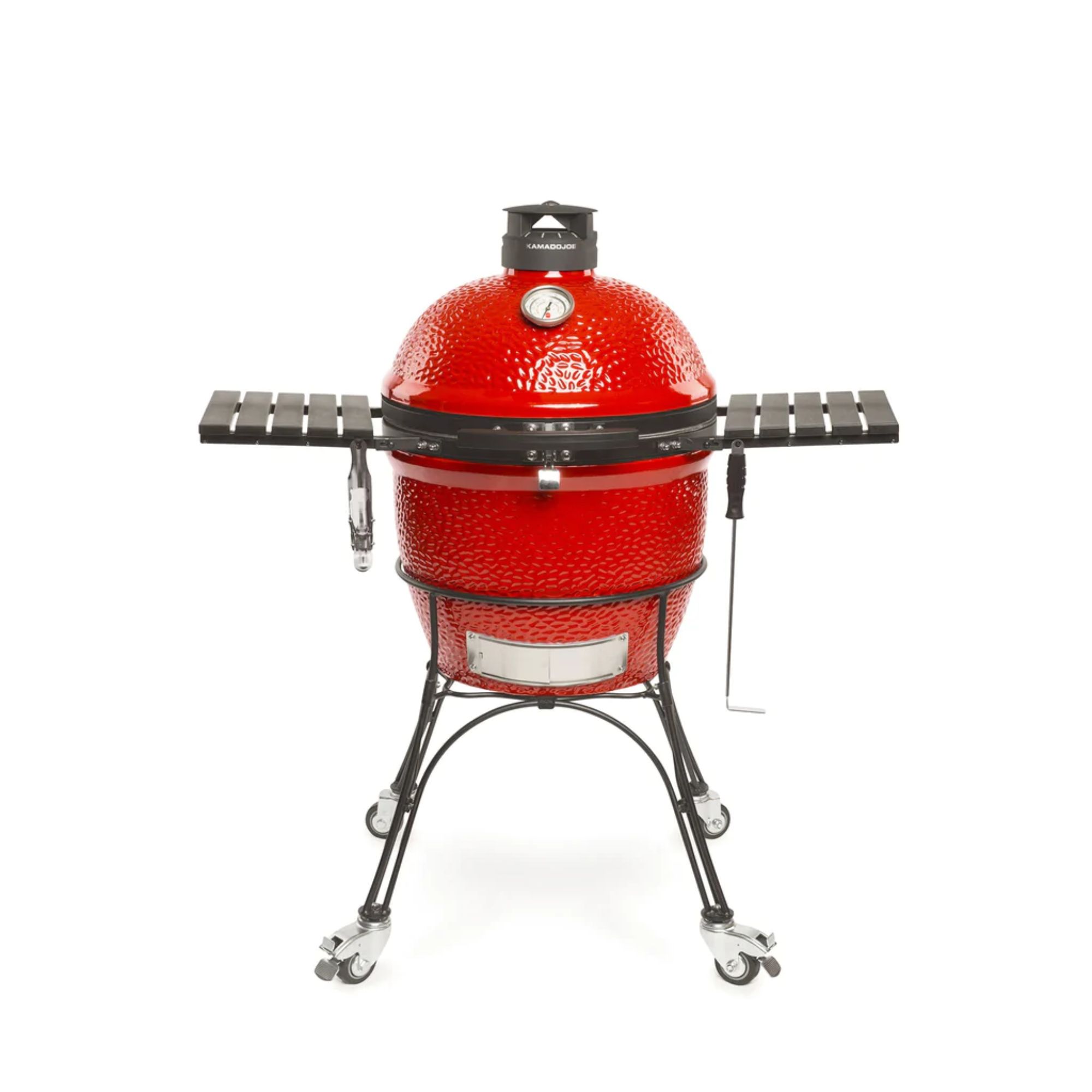 En rød Kamado Joe II-grill på hvit bakgrunn
