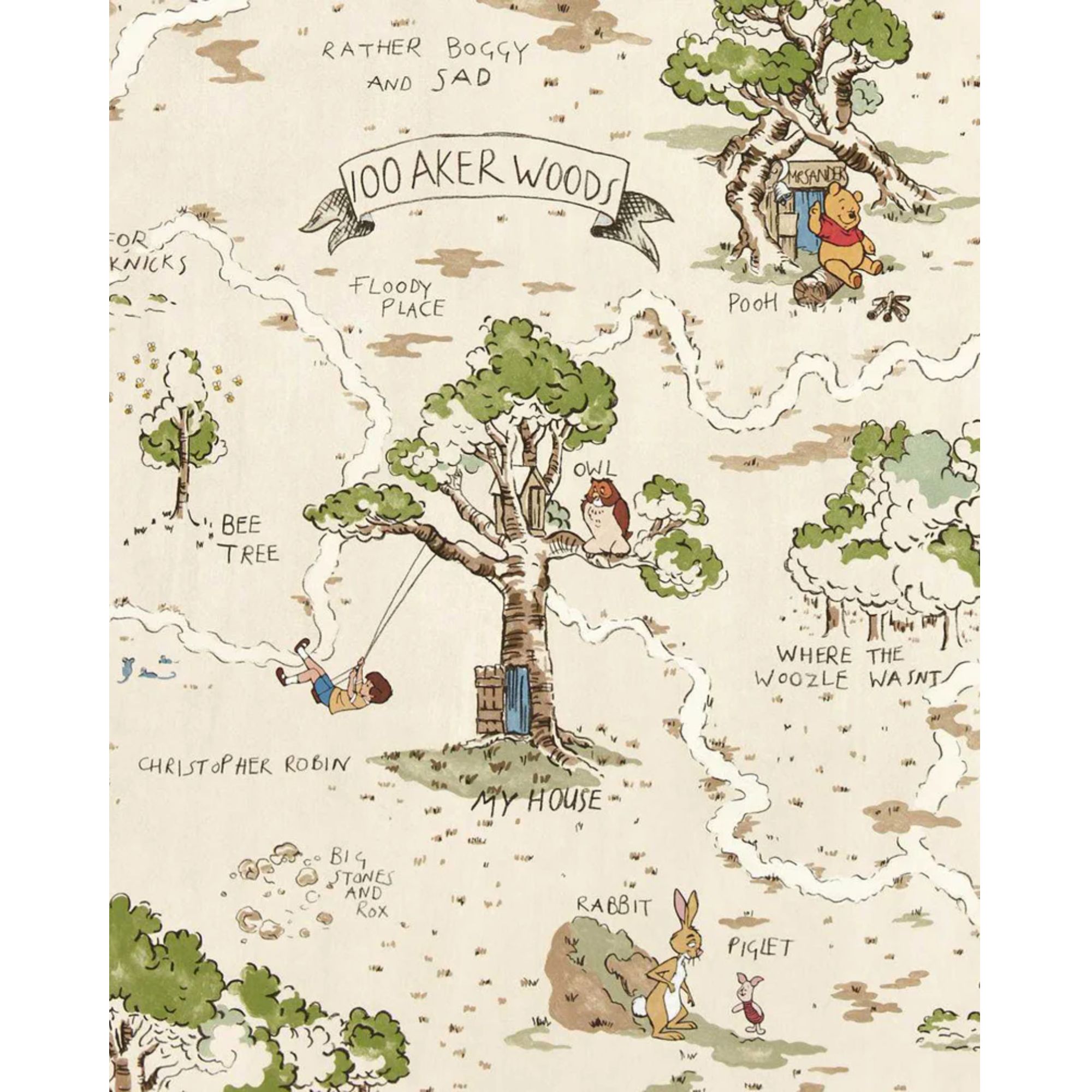 Disney Home x Sanderson Hundred Acre Wood Bakgrunn