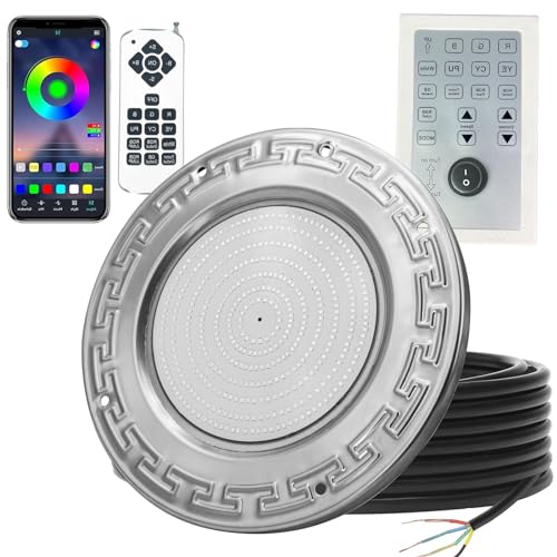 Bassenglys for Inground Pool, 60w 10 tommers fargeskiftende Led Inground Pool Light med kontroller, fjernkontroll og appkontroll for våt nisje, undervanns svømmebasseng LED-lys, 50 fots ledning