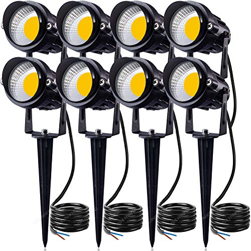 Sunvie 12w Led landskapslys Lavspenning (ac/dc 12v) Vanntette hagebanelys Supervarm hvite (900lm) Vegger Trær Flagg Utendørs spotlights med piggstativ (8 stk.)