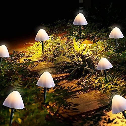 Utendørs Solar Hagelys, Mini Solar Mushroom Light Utendørs Vanntett Søt Soppformet Pathway Landskapslys for Garden Patio Party Bryllupsfestivaldekorasjon (varm hvit)