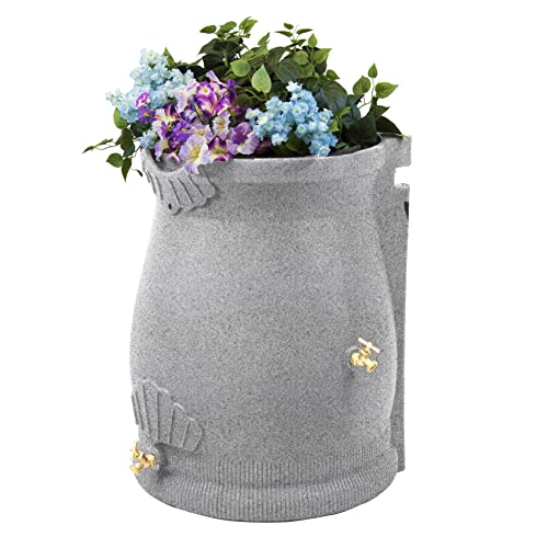 Gode ideer Rain Wizard Urne 50 gallon regntønne med plantekasse og 2 metalltapp, lys granitt