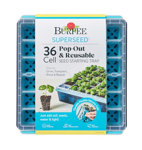 Burpee Superseed Seed Startbrett | 36 celler gjenbrukbart frøstartbrett | for å starte grønnsaks-, blomster- og urtefrø | Innendørs vekstsett for plantefrøplanter | for spiresuksess