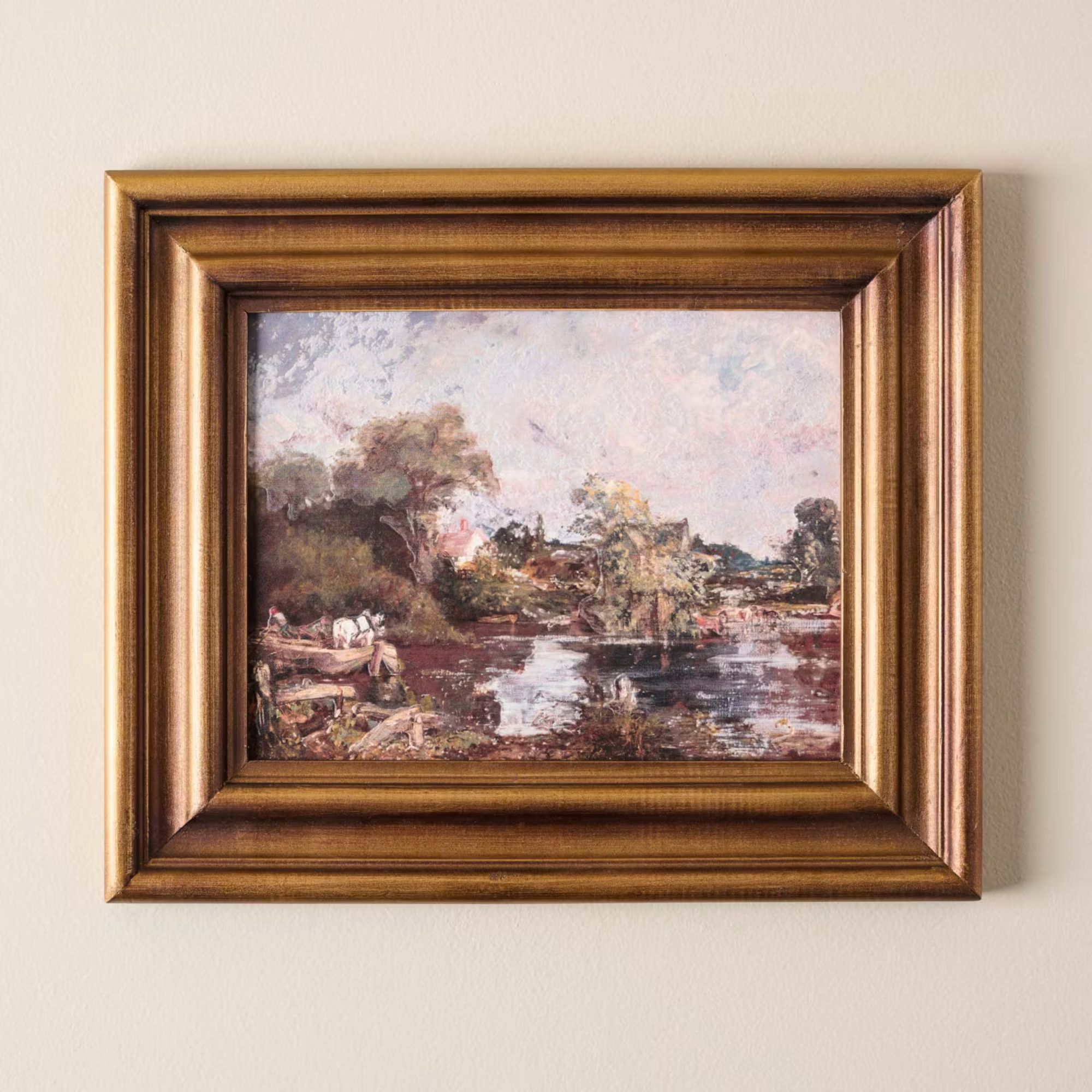 Kunstverk i vintagestil i gullramme