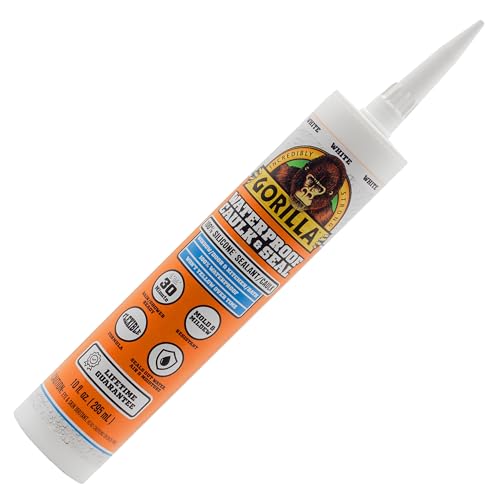 Gorilla Waterproof Caulk & Seal 100 % silikonforsegling, hvit, 10 oz patron (pakke med 1)