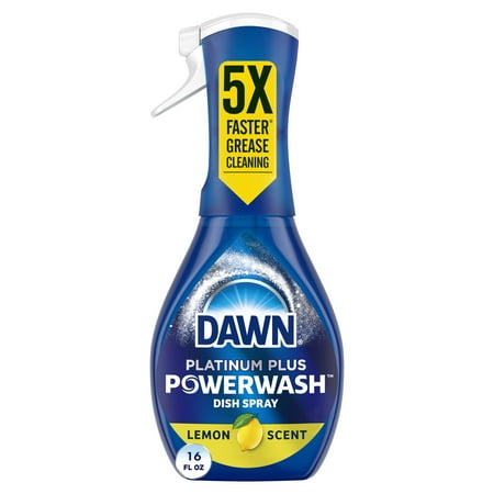 En blå plast sprayflaske med dawn powerwash