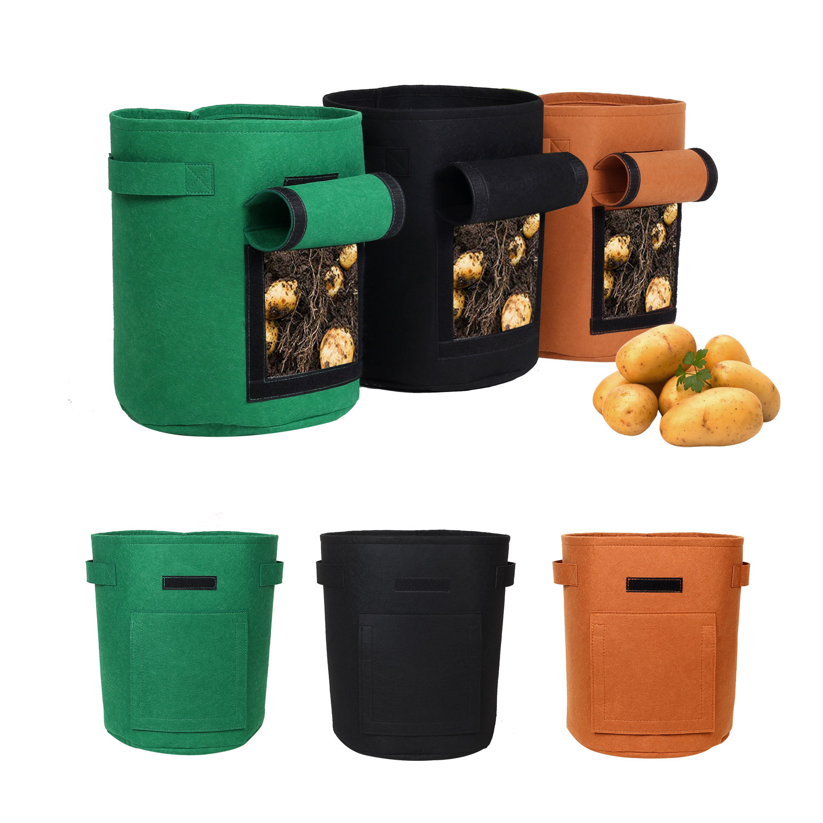Harvestpro 10 gallon blanding sort, ingefær, grønn kjemisk fiber vokseposer med vindu