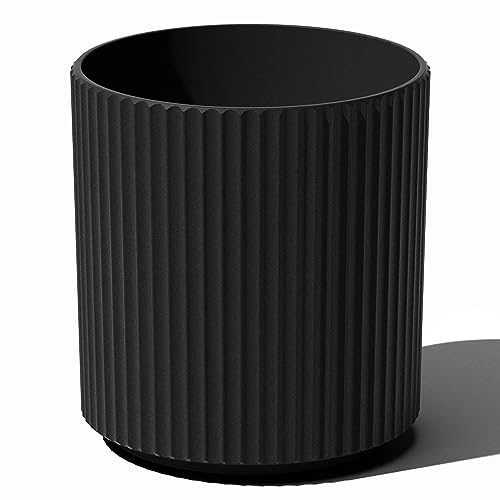 Veradek Demi Series rund plantekasse for veranda, uteplass, bakgård | Slitesterk plast-betongmateriale | Moderne innredning for høye planter, blomster