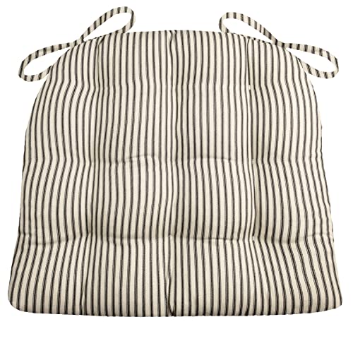 Barnett Home Decor Ticking Stripe Sort spisestuestolpute med bånd - 17