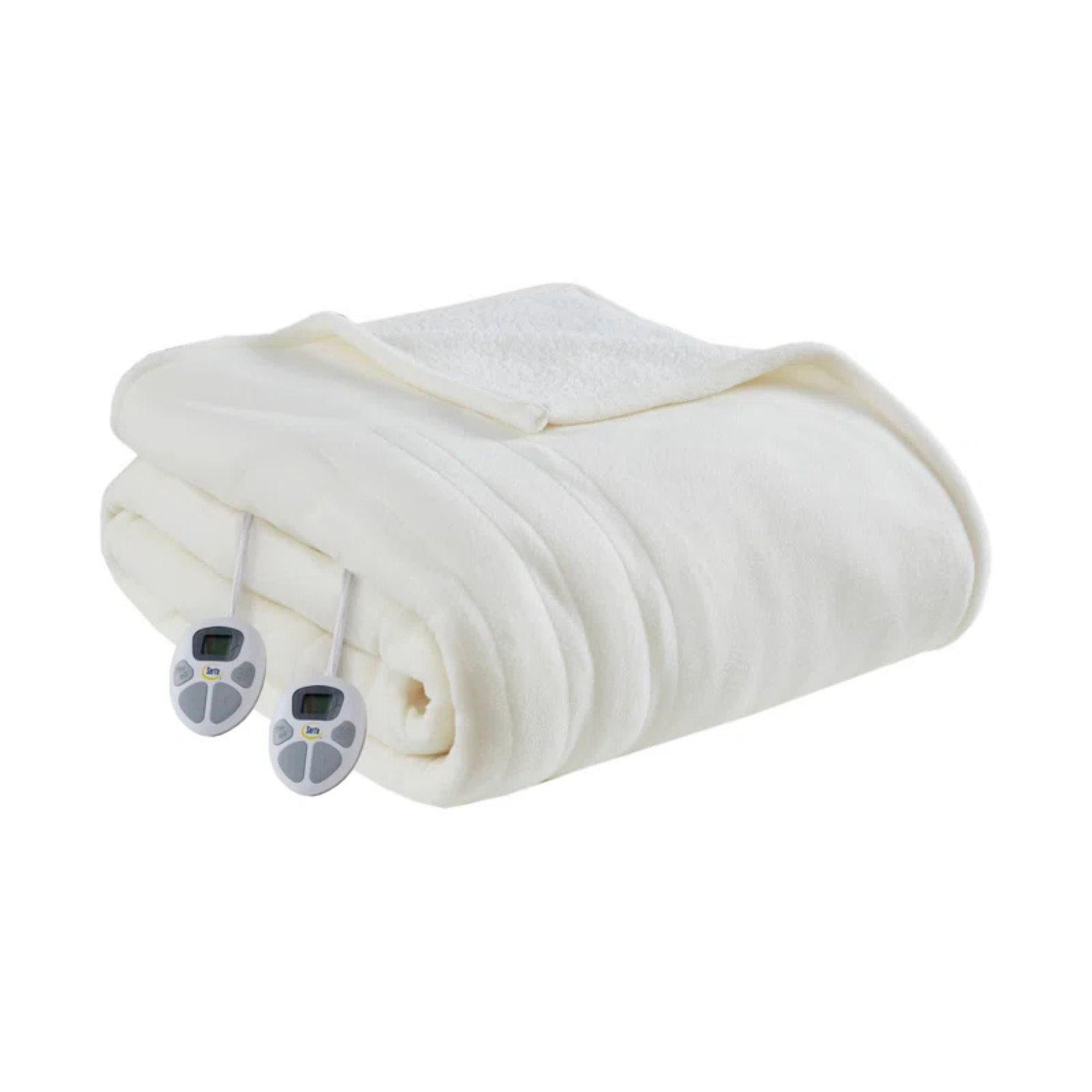 Serta Fleece til Sherpa varmeteppe mot hvit bakgrunn.