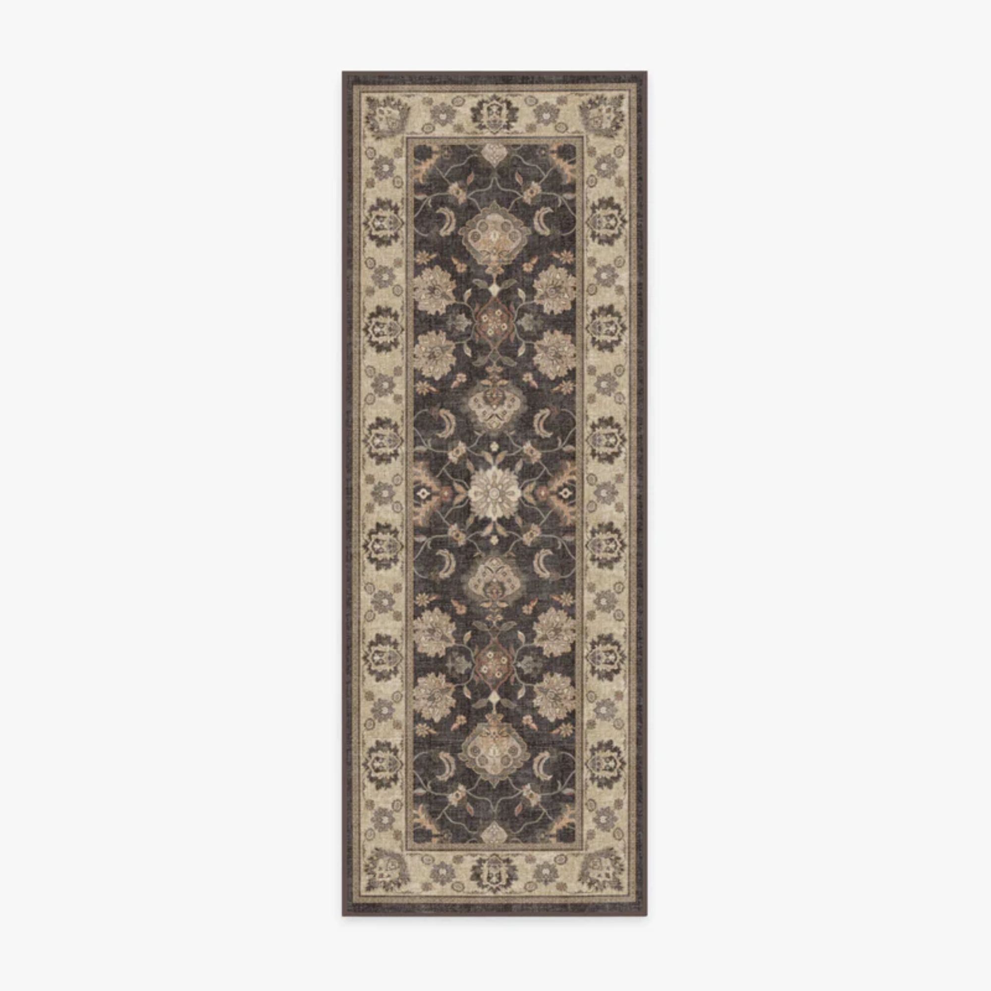 Odette Dark Wood Rug Runner i brunt og svart