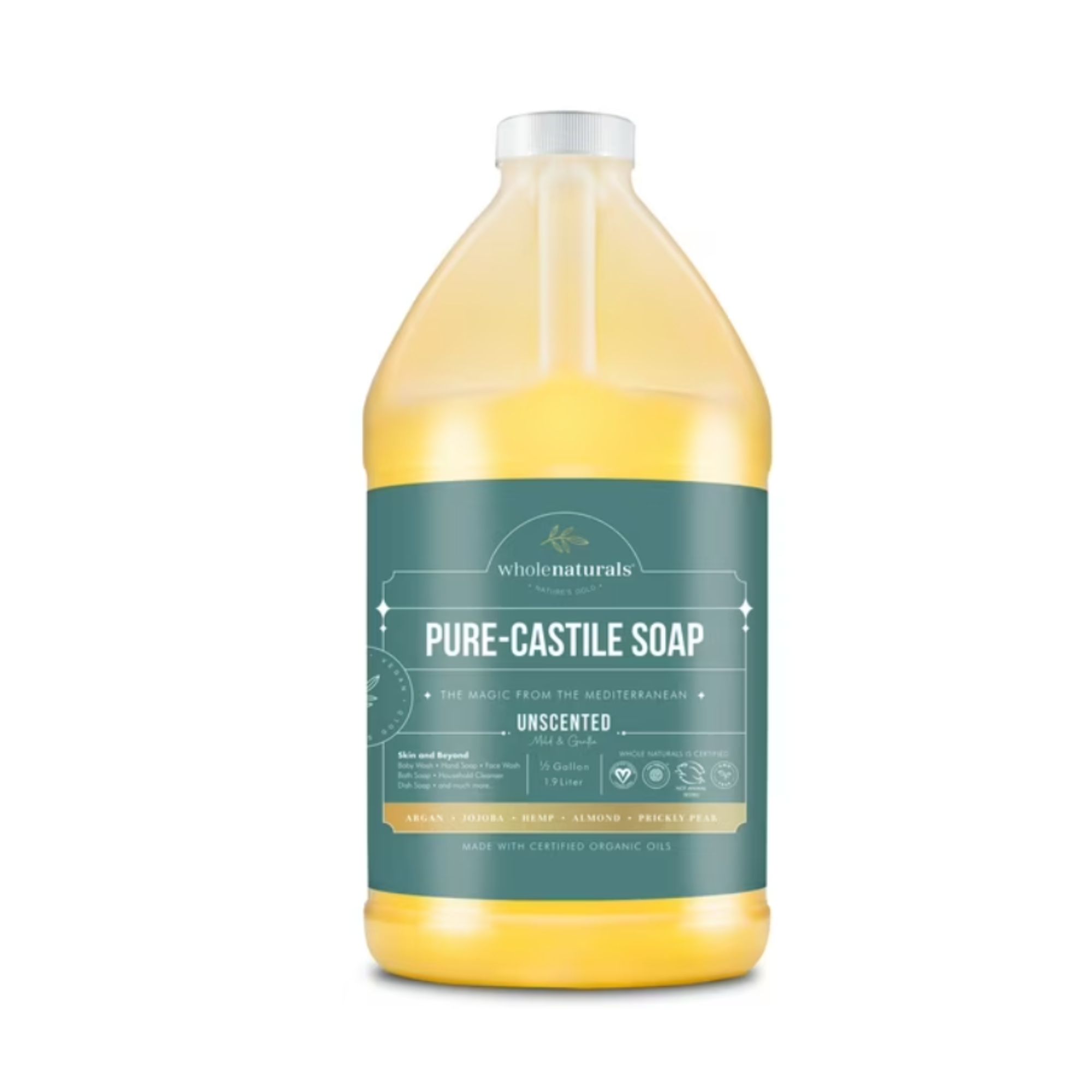 Whole Naturals EWG-verifisert og sertifisert palmeoljefri, flytende såpe fra Castilla - 64 oz.