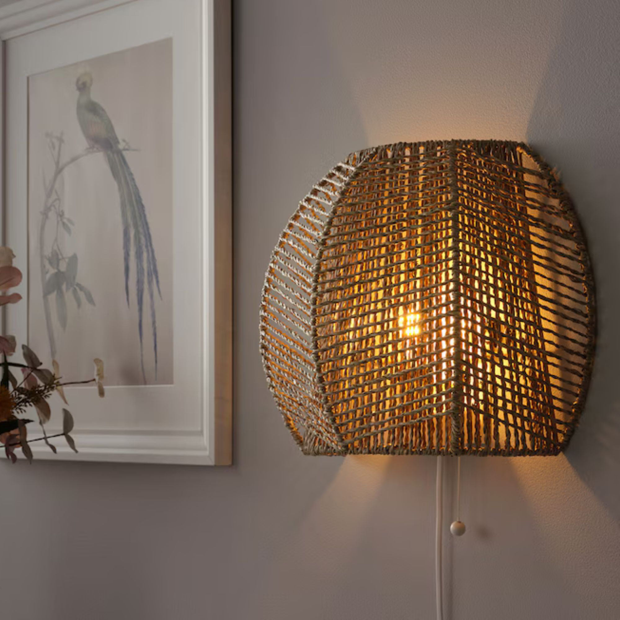 Månalg vegglampe, sedge/håndlaget