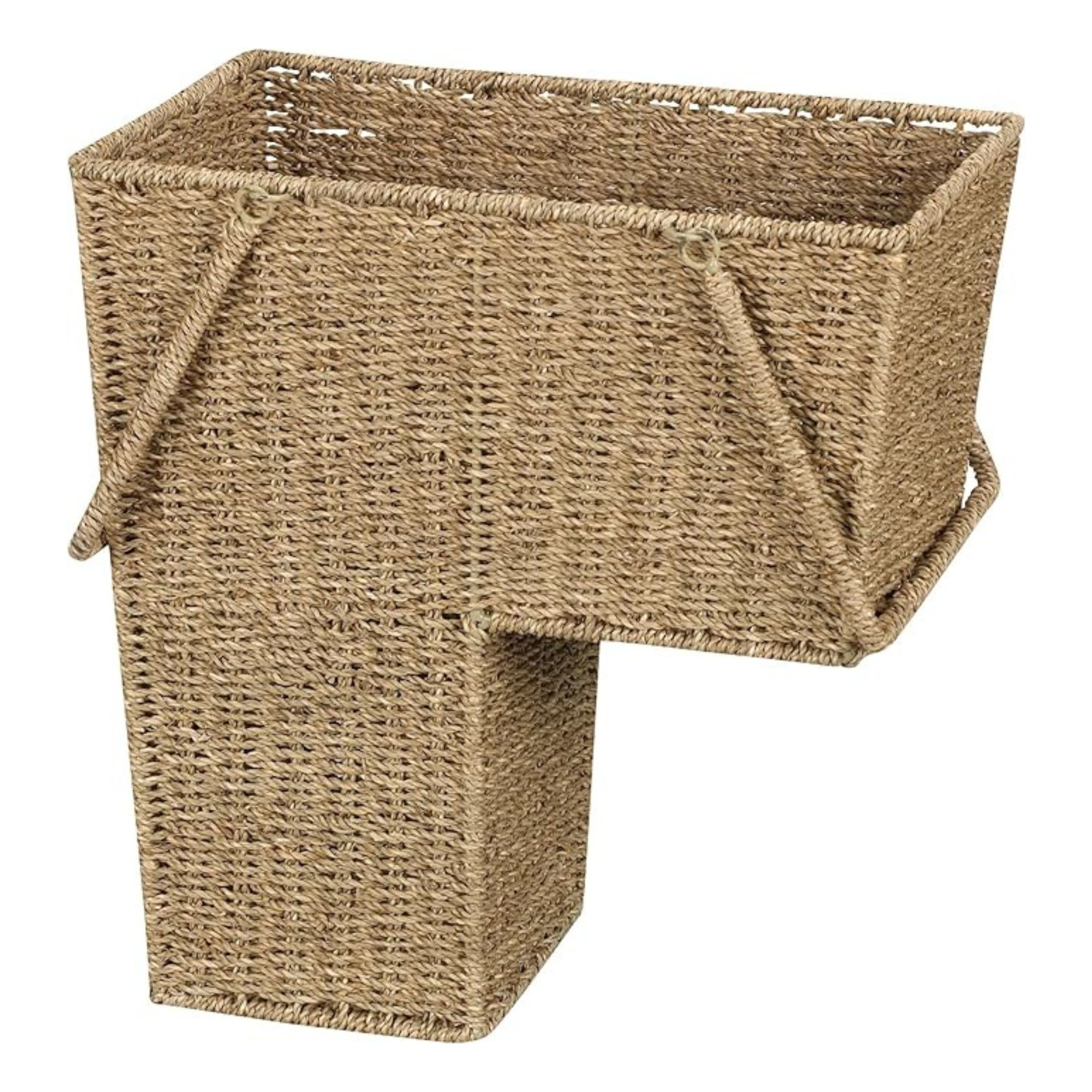 Husholdningsartikler Ml-5647 Seagrass Wicker Trappekurv med håndtak