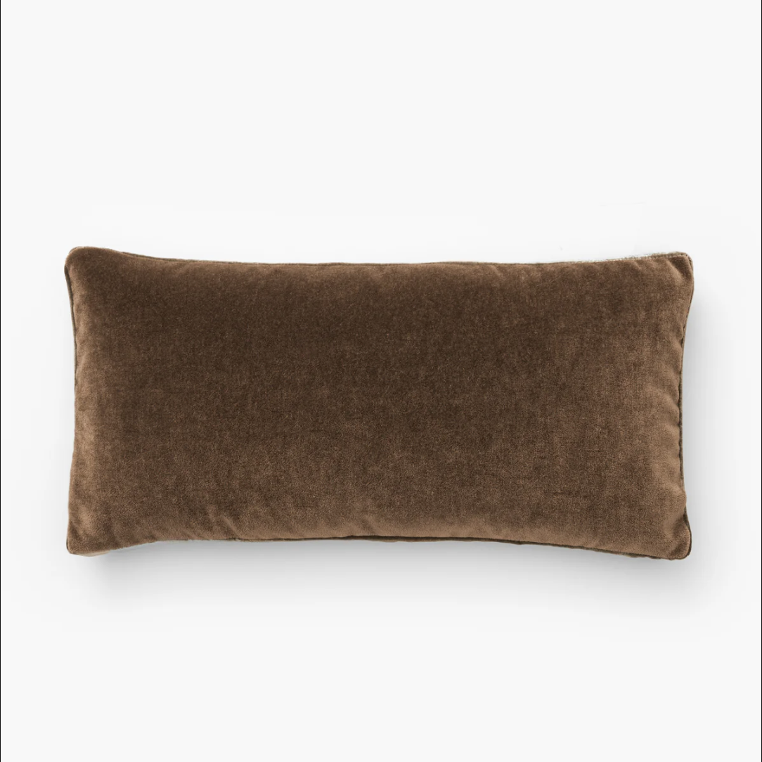 Brun mohair pute fløyelsstripe