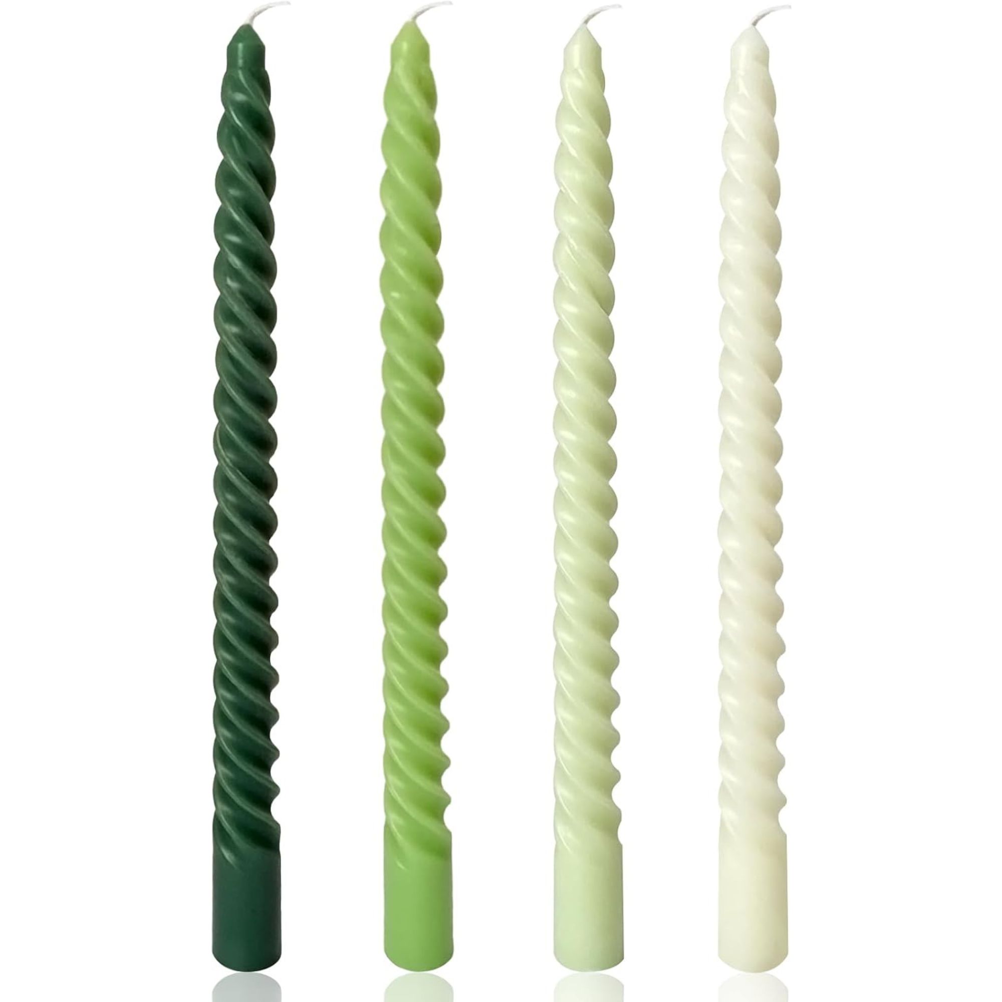 10 tommers spiral koniske lys, 4 pakker grønngradient lysestaker
