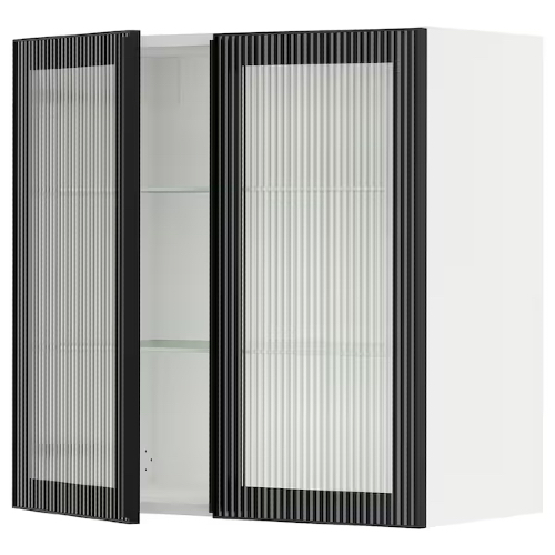 IKEA SEKTION veggenhet i svart med rillet glass