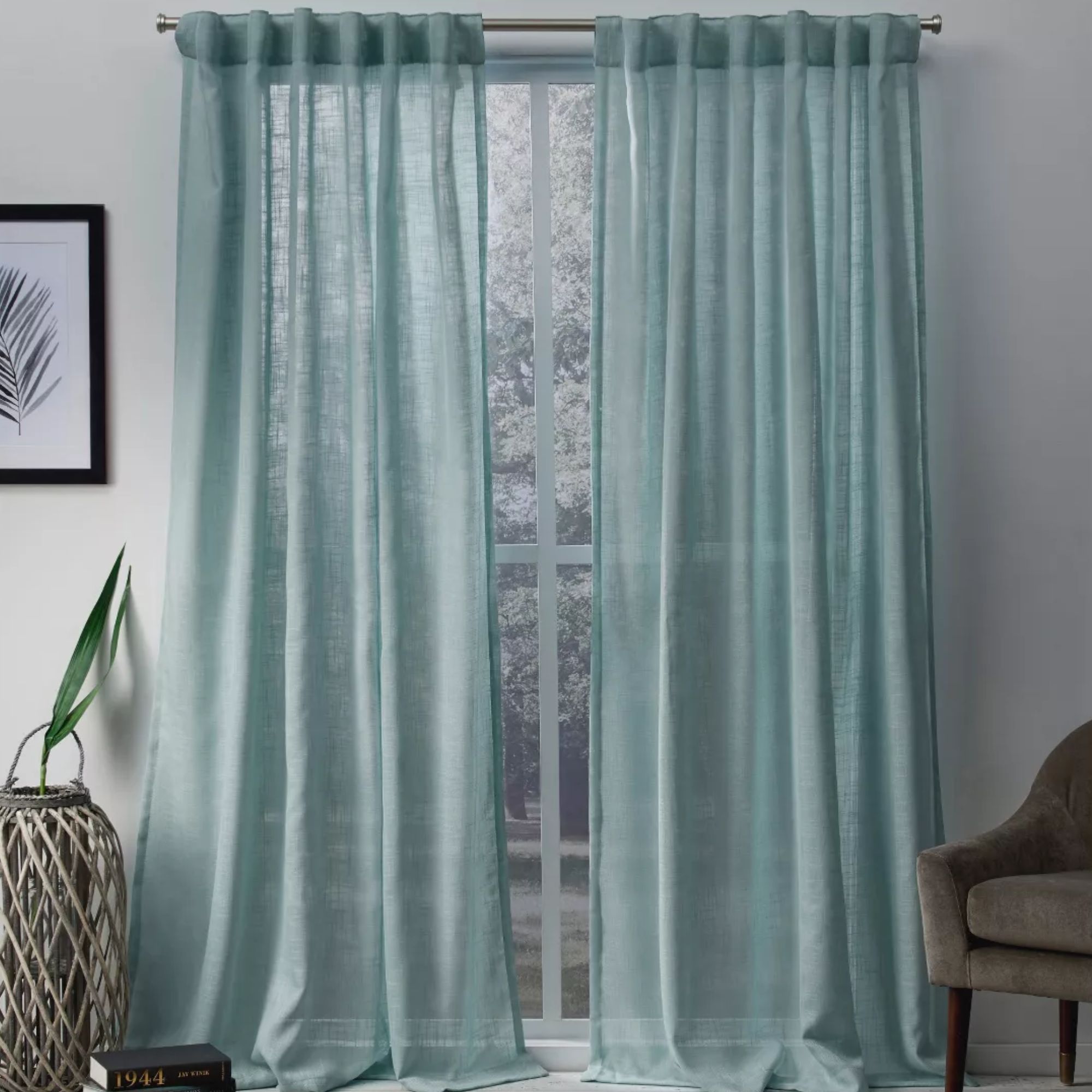 Sett med 2 Bella Sheer Hidden Tab Top Curtain Panels