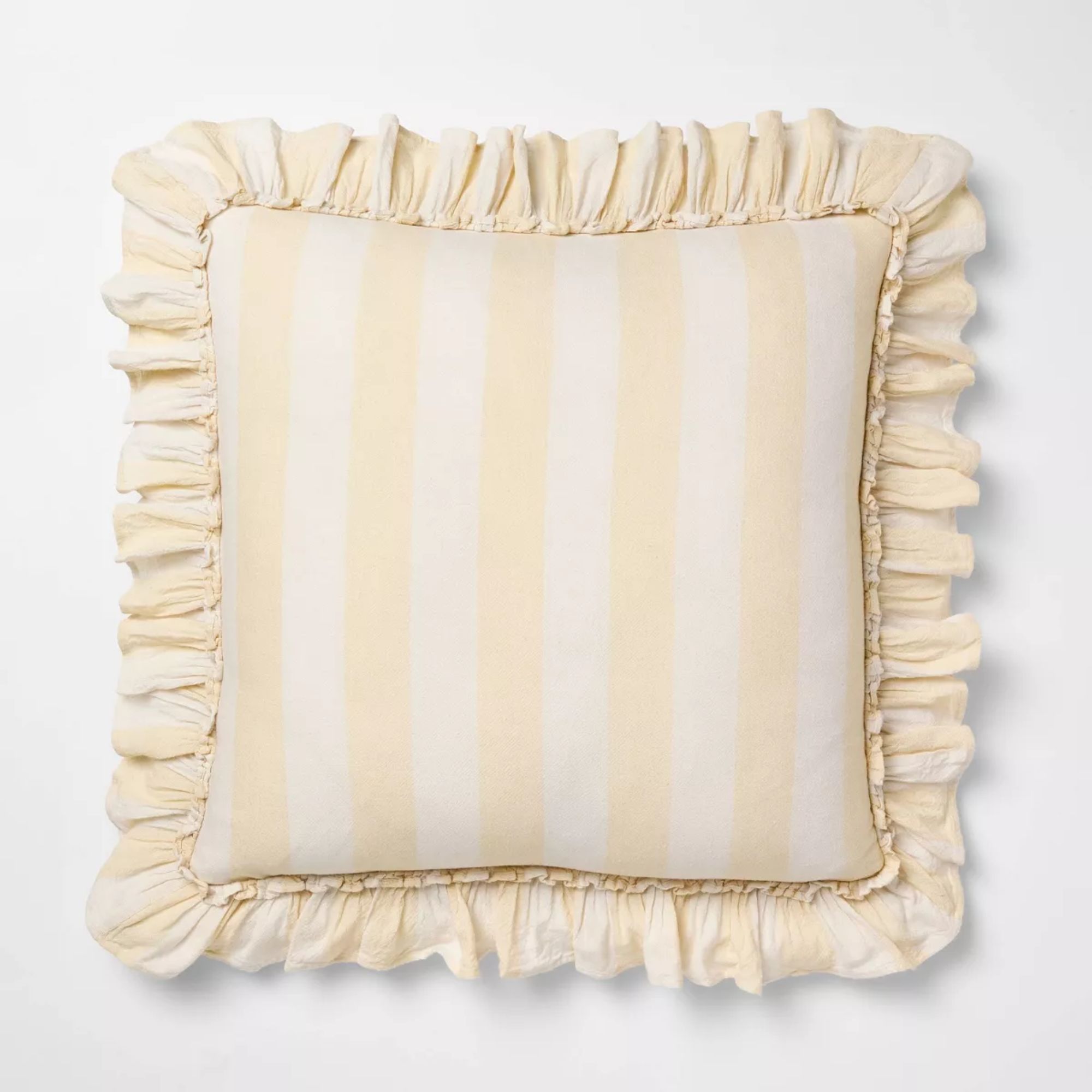 Firkantet pute stor stripe med ruffle
