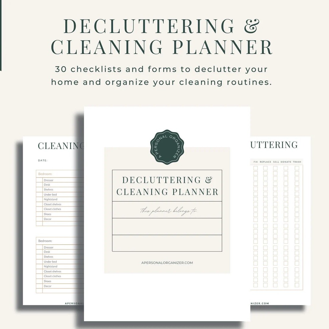 Declutter Checklist Decluttering Planner Decluttering -prosjekter, utskrivbar decluttering sjekkliste for rengjøring, utskrivbar planlegger minimalist