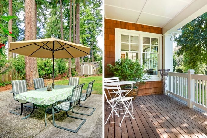 Uteplass og veranda i delt skjerm