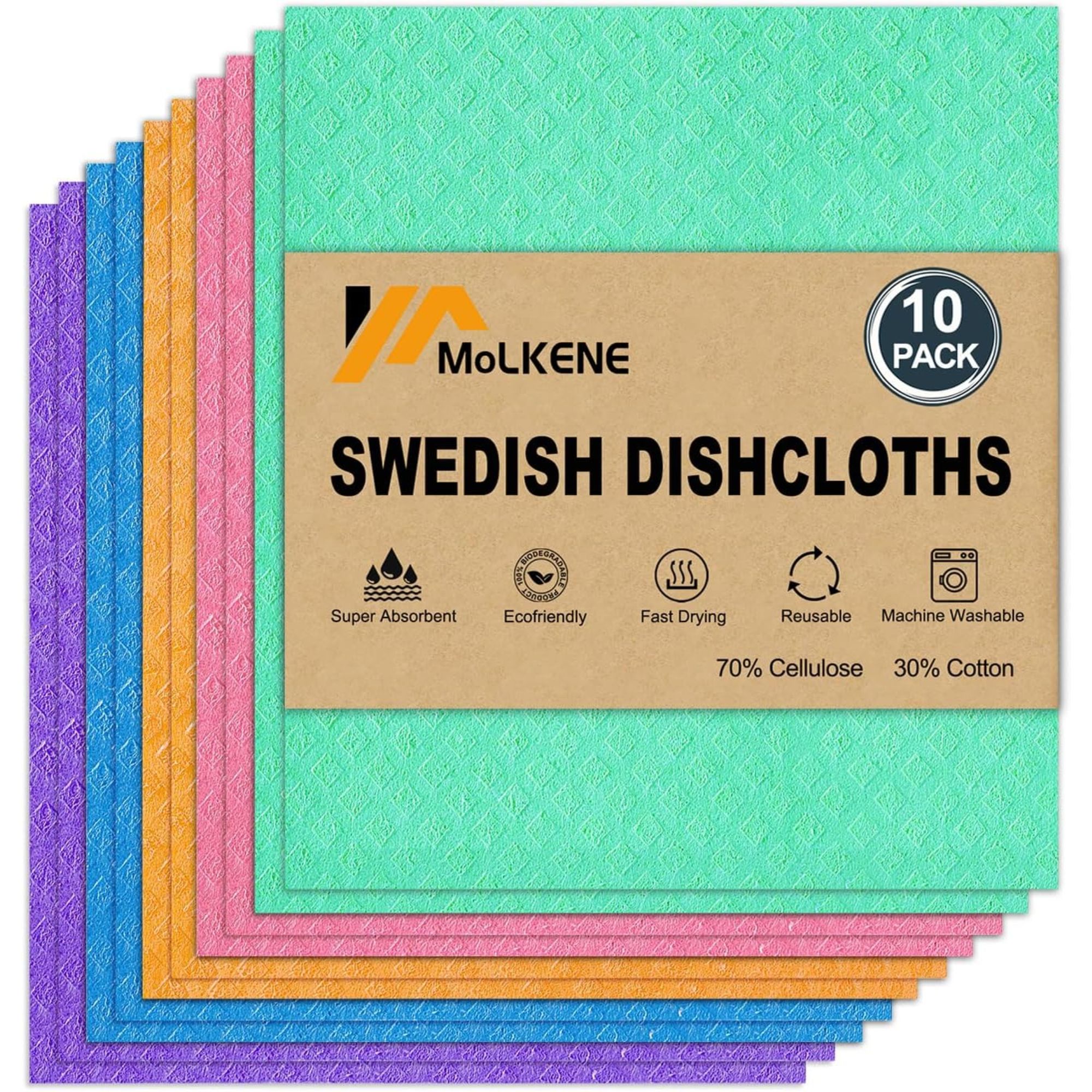 En pakke med flerfargede svenske oppvaskkluter