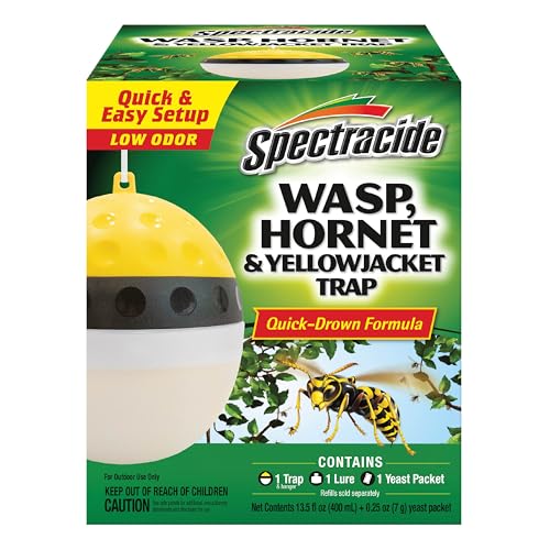 Spektracide Wasp, Hornet & Yellowjacket Trap, Hanging Wasp & Hornet Trap med en hurtigkjørt formel som senker og dreper insekter, 1 telling