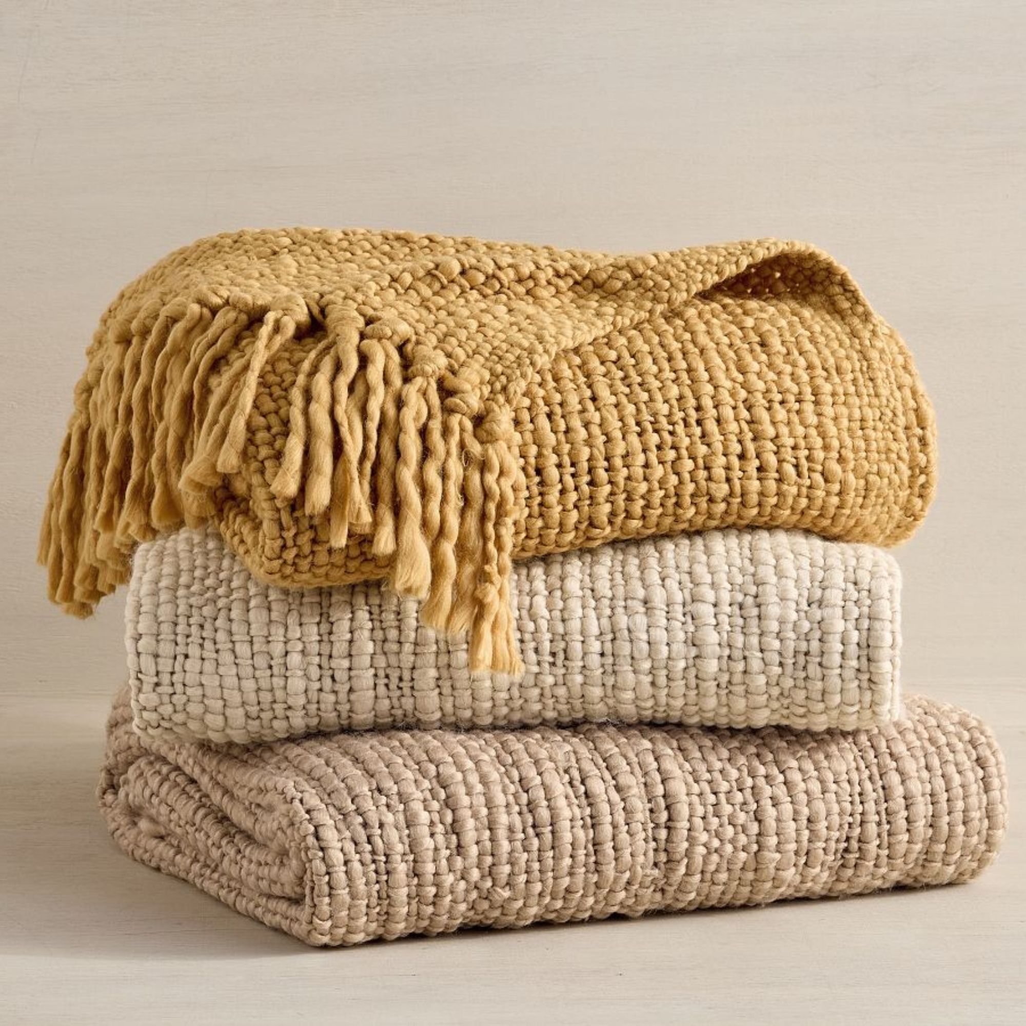 Strukturert basketweave strikket kast