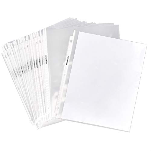 Amazon Basics Clear Sheet Protectors for 3 Ring Binder, 8,5 x 11 tommer, polypropylen, 100-pack