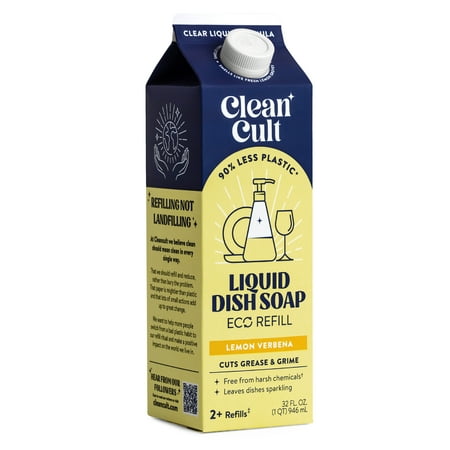 CleanCult Dish Soap Refill, Nature-Inspired Ingredients, Lemon Verbena, 32 Fluid Oz