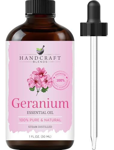 Handcraft blander geranium essensiell olje - 1 fl oz - 100% ren og naturlig - Essensiell olje for førsteklasses karakter for diffusor og aromaterapi