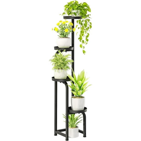 Bamworld Tall Plant Stand innendørs utendørs, hjørne metall blomsterpotte stativ for flere planter, 4 lags kraftig plantehylle for uteplass hage balkong stue soverom