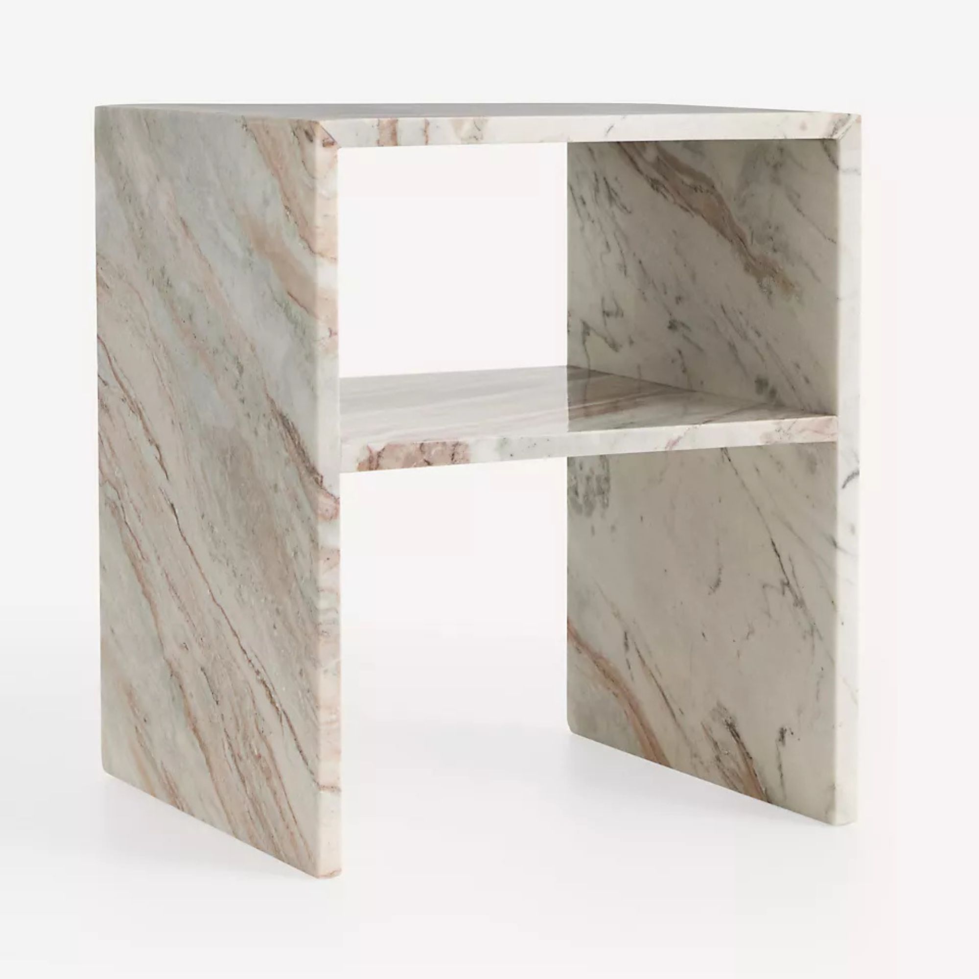 Krem marmor sidebord med hylle
