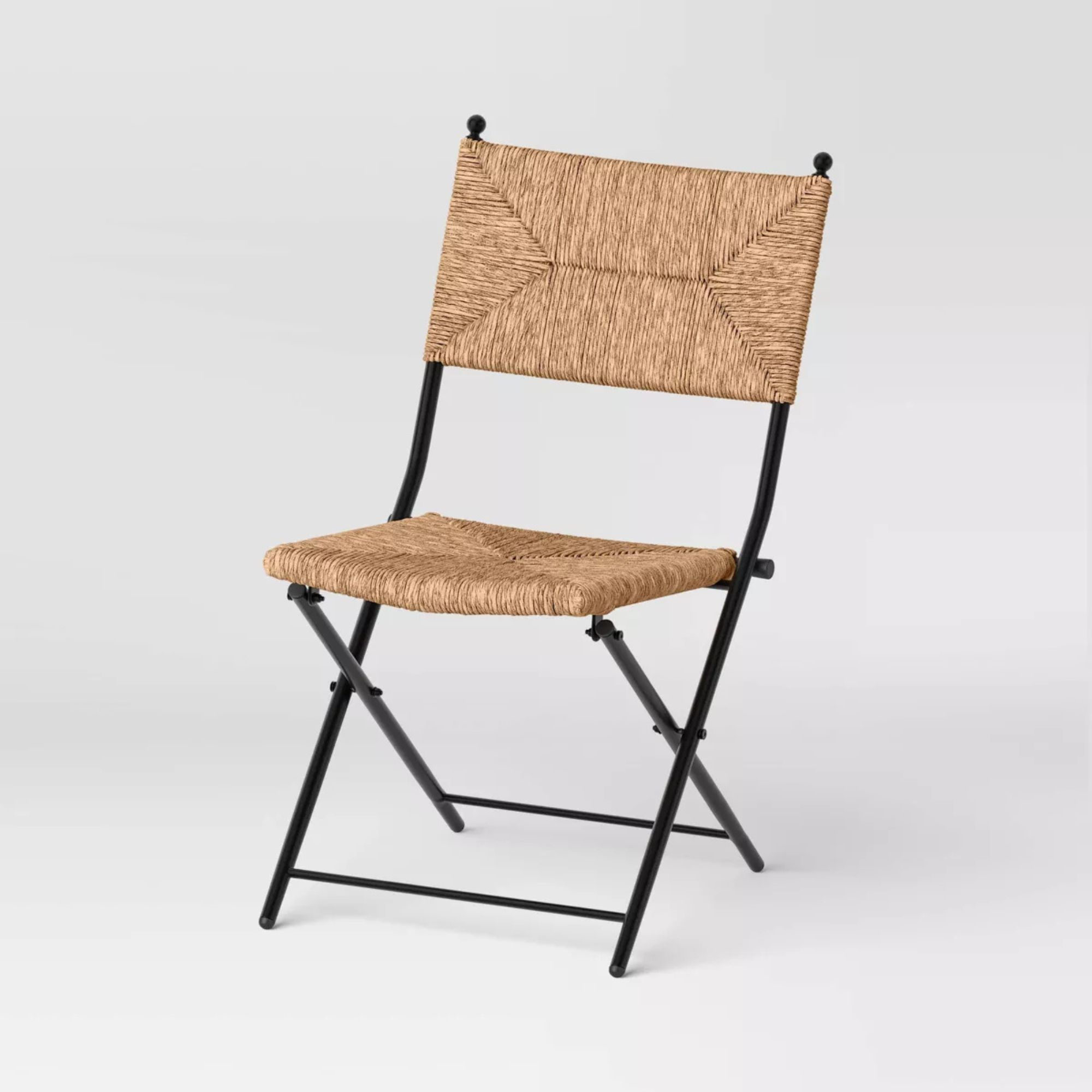 Wicker Folding patio stol med svart ramme