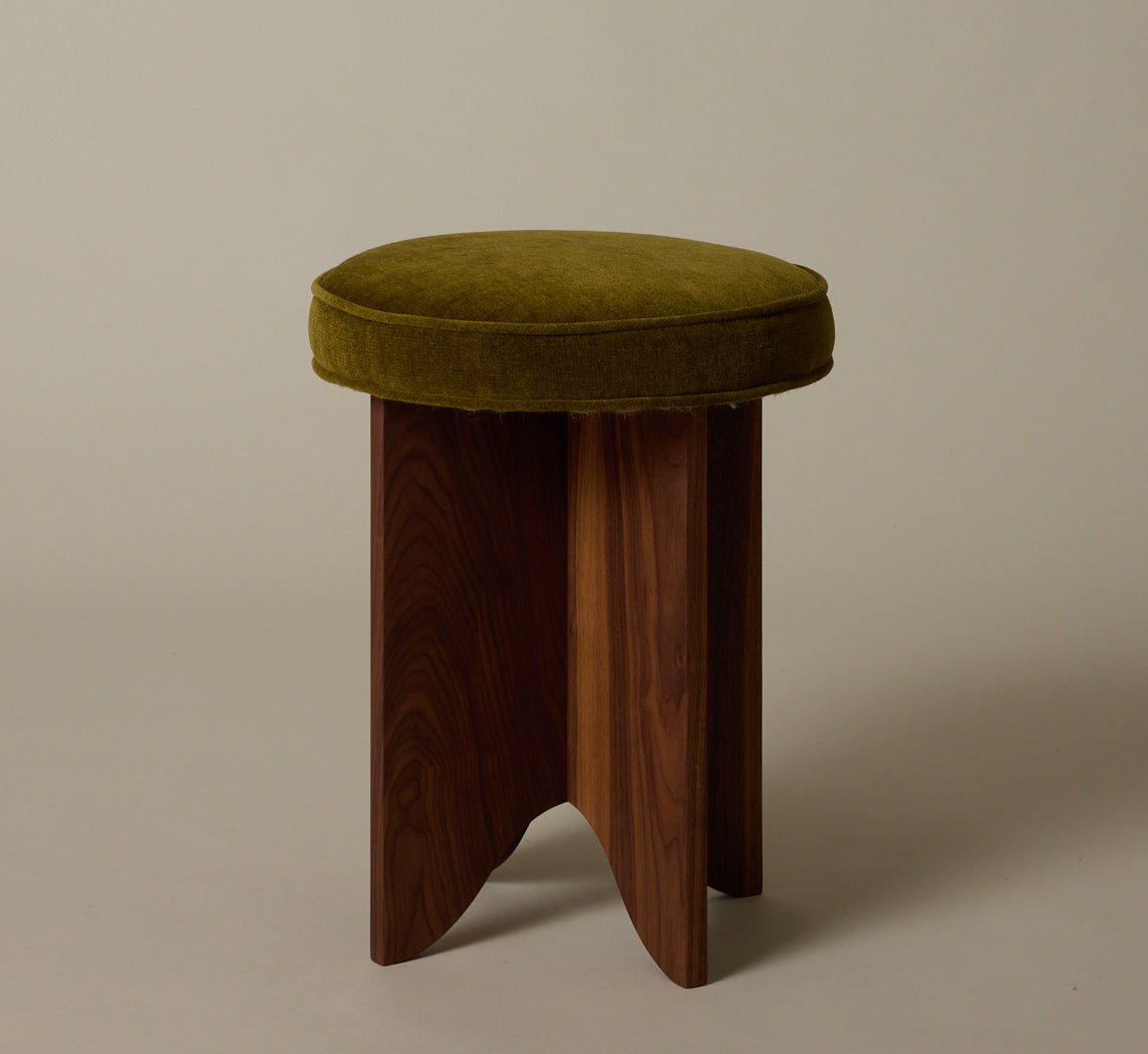 Pierce & Ward Lloyd Side Stool in Olive Chenille