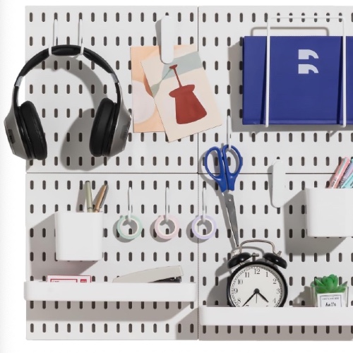 Hold pegboard kombinasjonssett med tilbehør, modulær, hvit 22