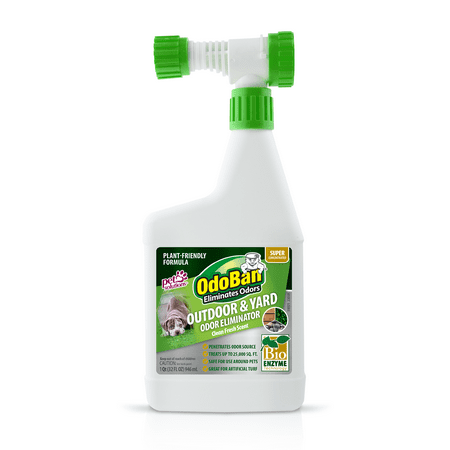 Odoban Outdoor and Yard Odor Eliminator, Plant-Friendly Formula, 32 Fluid Ounce Fottle with slange End Sprayer, Clean Fresh Duft