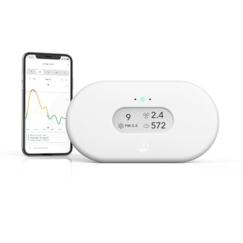 AirThings 2960 Vis Plus - Batteridrevet radon og luftkvalitetsmonitor (PM, CO2, VOC, Fuktighet, temp, trykk)