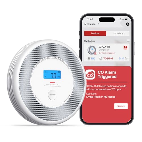 X-Sense smart røykvarsler og karbonmonoksiddetektor med stemmeplassering, Wi-Fi røykvarsler karbonmonoksiddetektor kombinasjonsboksen med sanntids appvarsler, XP0A-IR, 1-pack