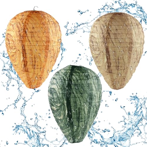 3 pakke WASP NEST Lokke, hengende lykta vanntett veps avskrekkende, wasp repellent papir bikube for veps hornets gule jakker