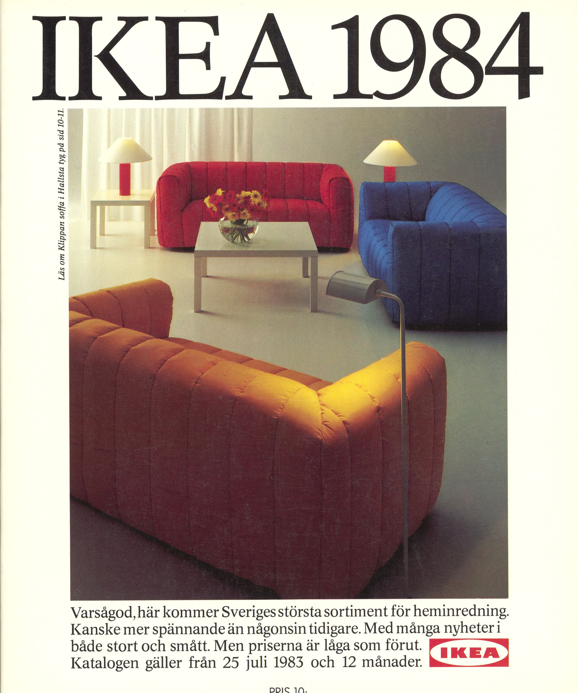1984 IKEA -katalog med fargerike sofaer