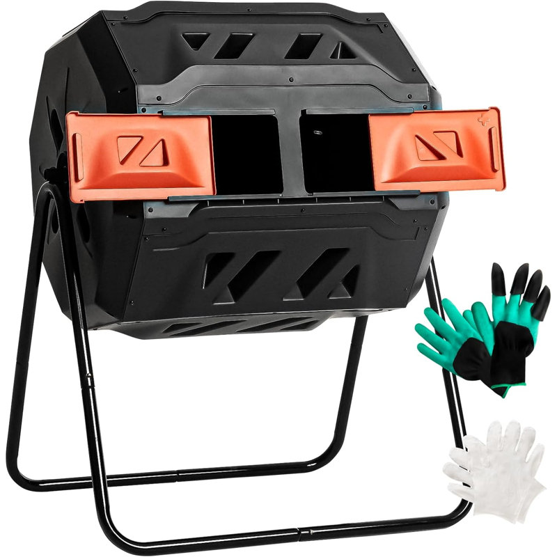 BME Dual Chamber Rotating Composter Tumbler Outdoor & Reviews | Wayfair